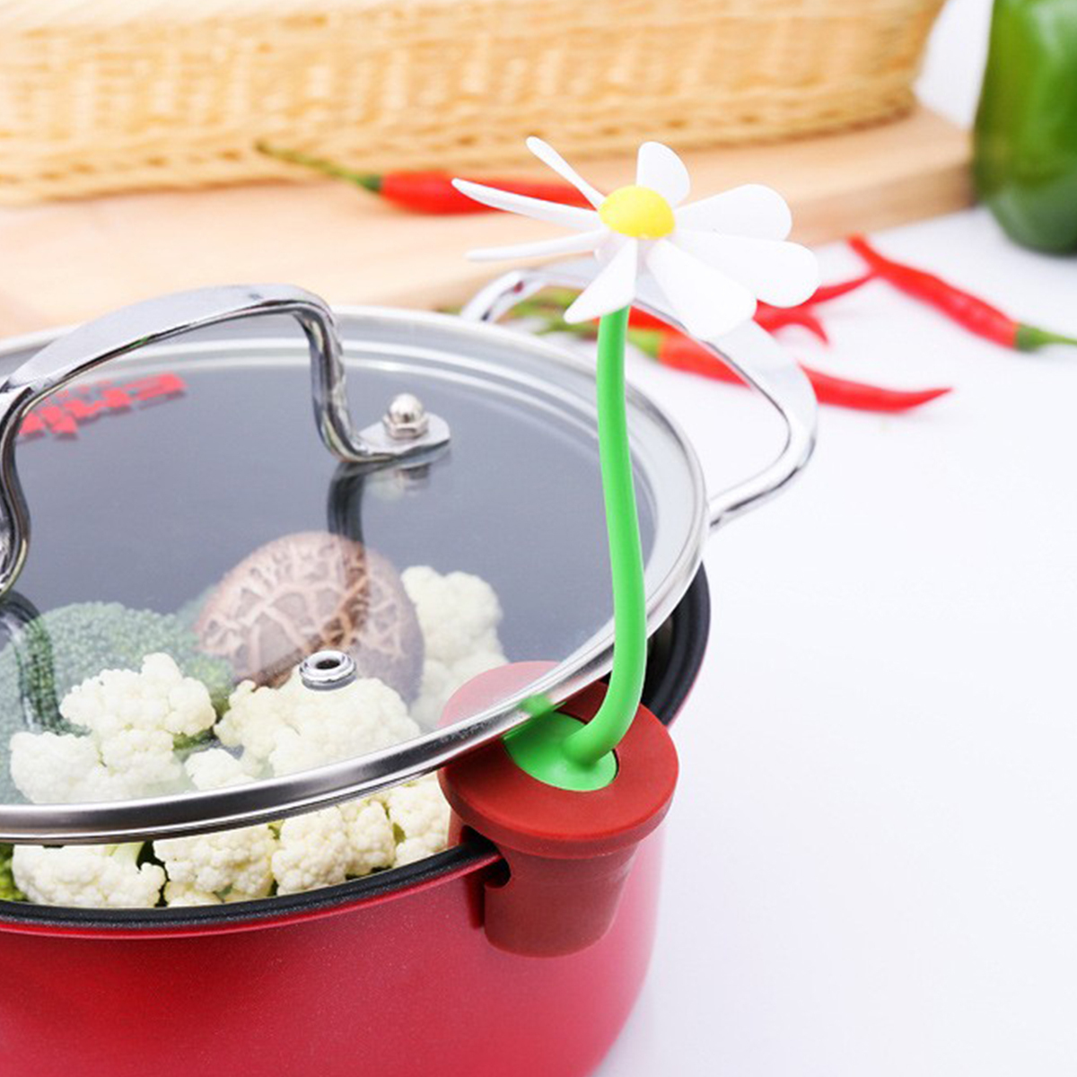 Daisy Flower Pot Lid Raised Spill Preventer Steam Powered Home