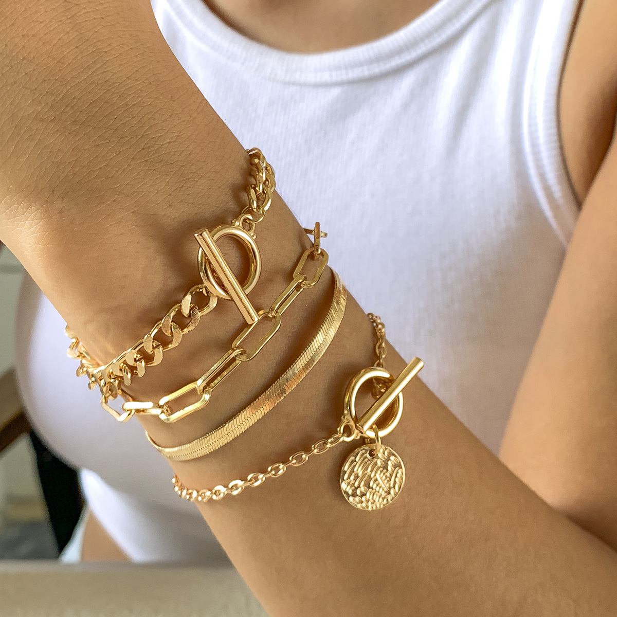 7 Bracelets Set Gold Plated. Semanario Oro Laminado 3 colores. For Little  Girls | eBay