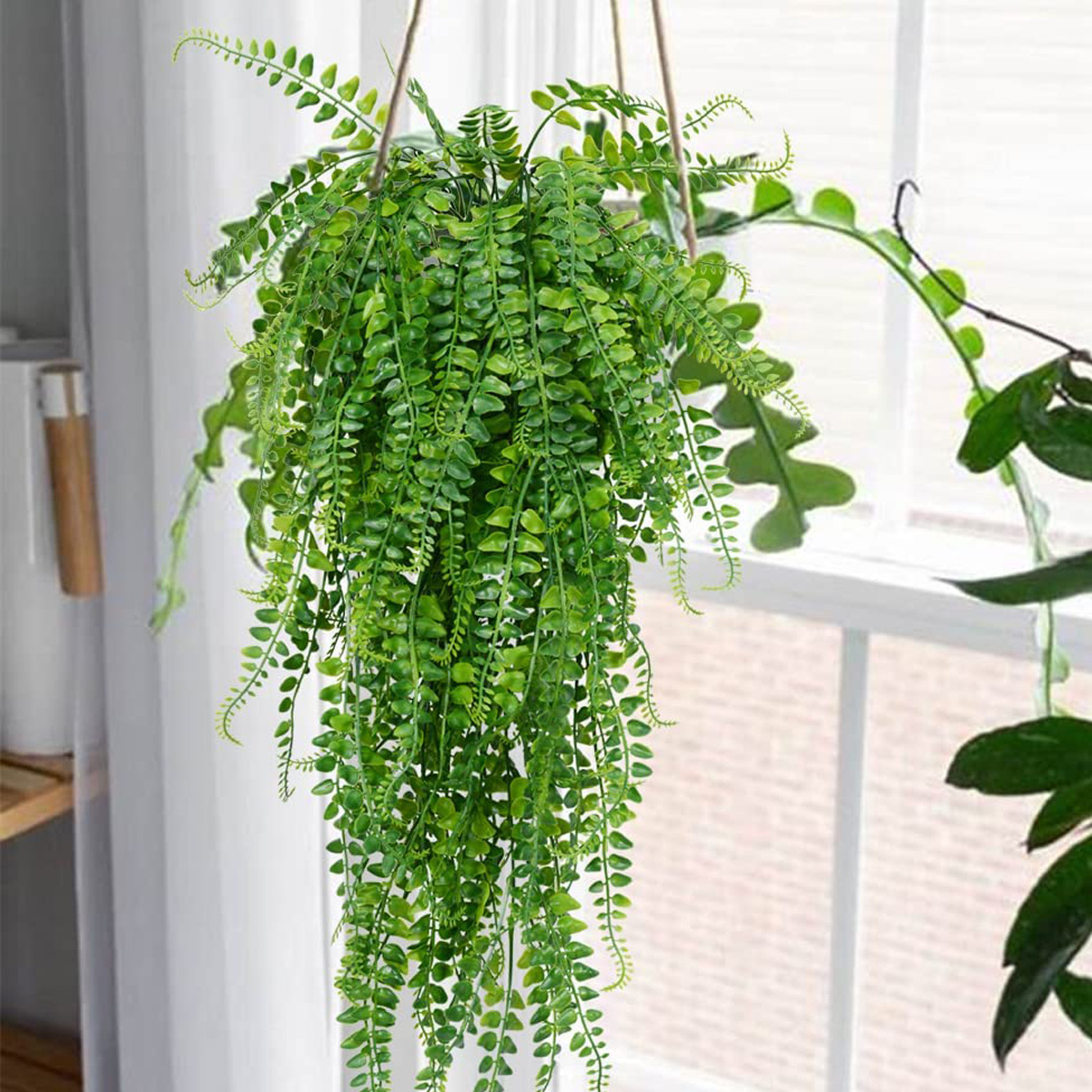 CATTREE Artificial Hanging Vines Plants Fake Boston Ivy Ferns 4 Pcs Plant,  Faux Vine Greenery Leaves Rattan for Outdoor UV Resistant for Wall Indoor