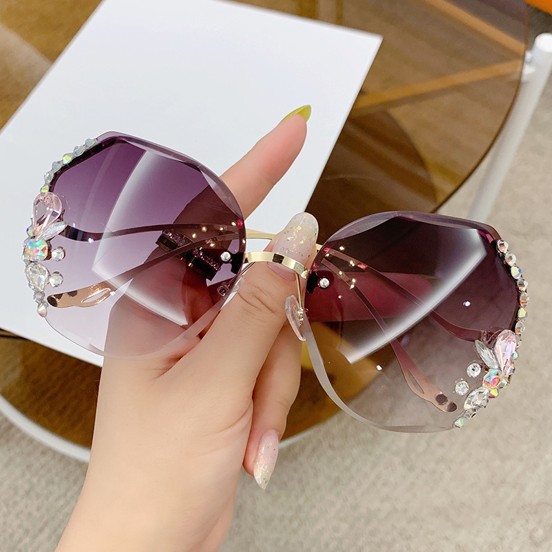 1pc Women's Rhinestone Decorated Rimless Square Sunglasses For Party And  Fashion