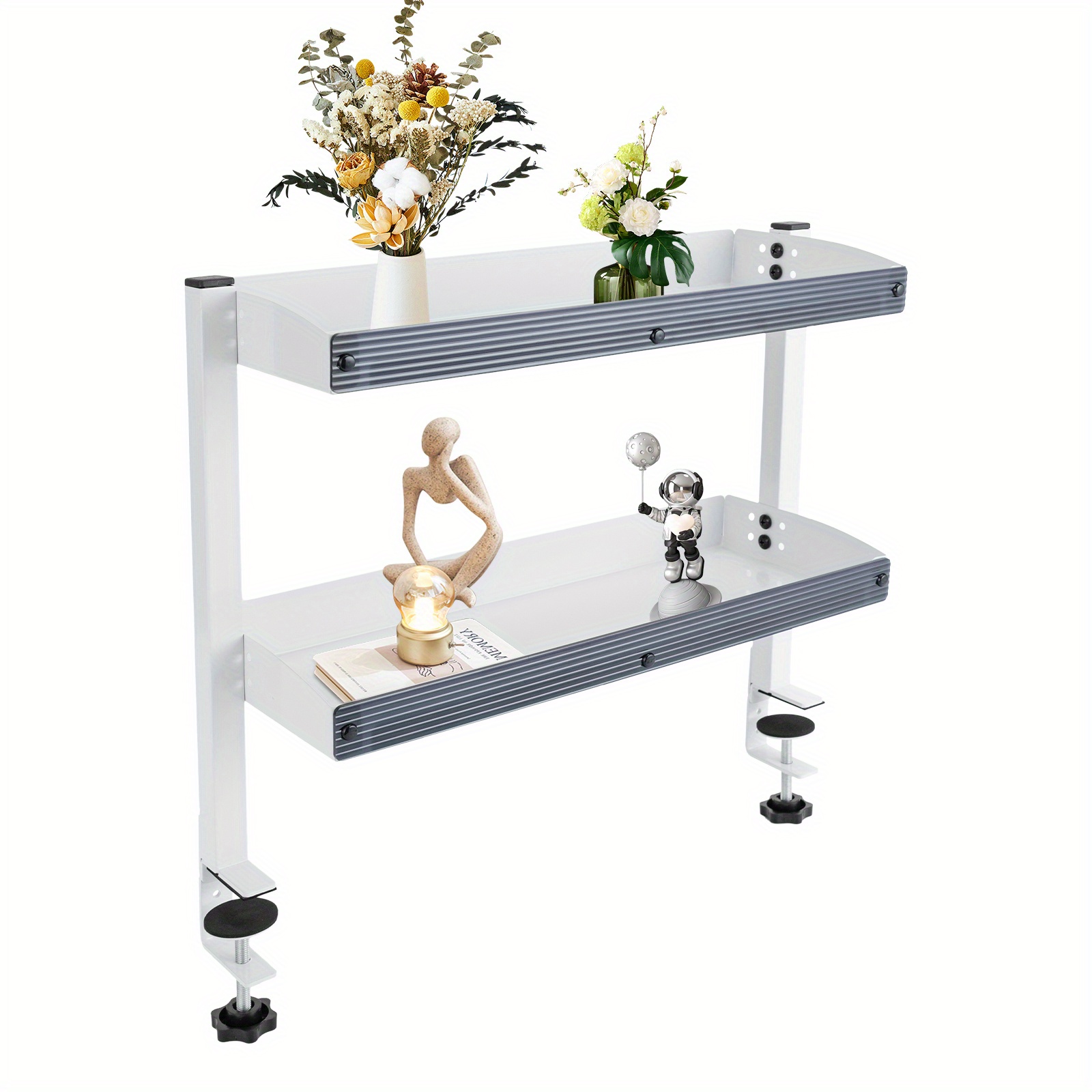 Clamp-on Desk Shelf, Floating Storage For Office And Home Use, 2-tier Space- Design