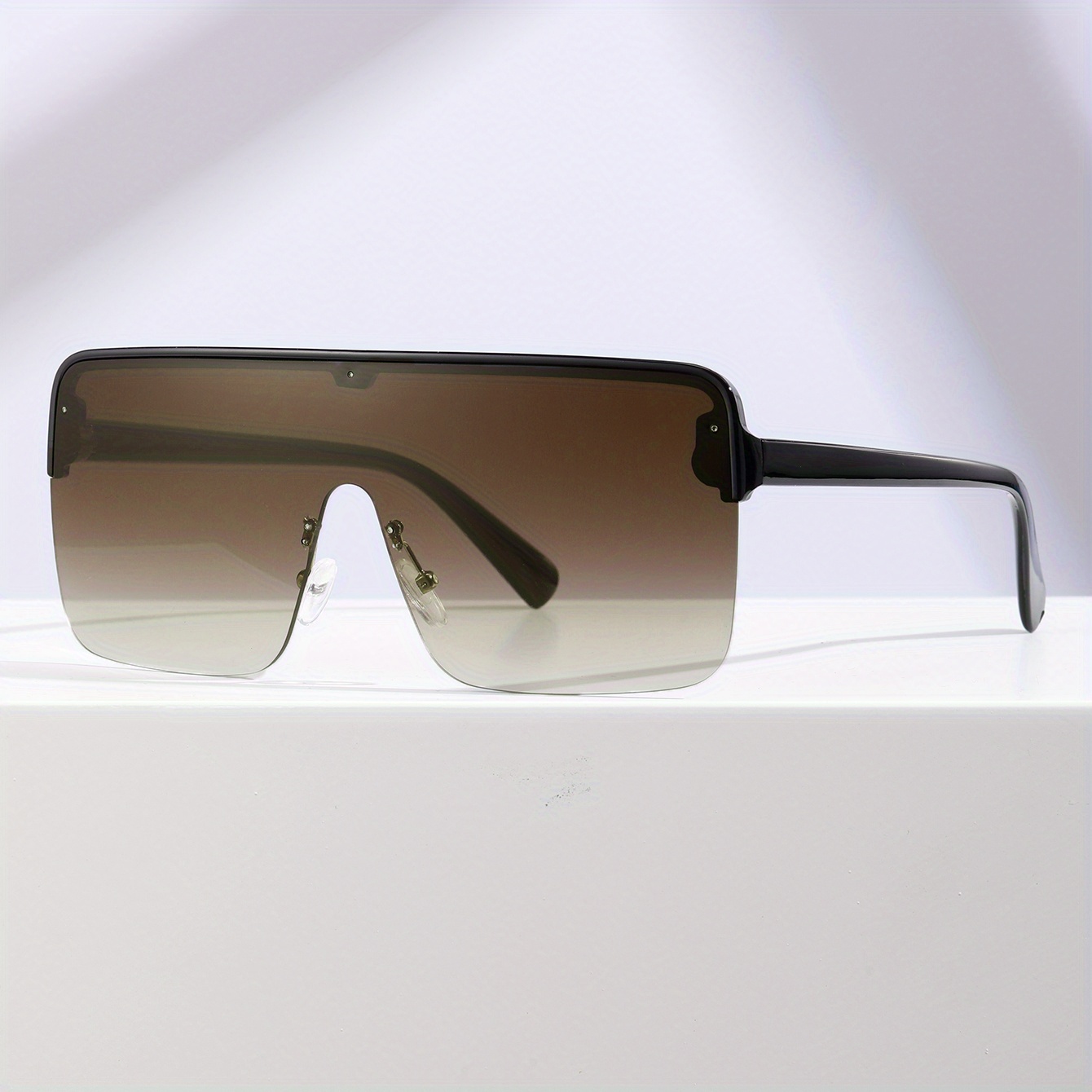 Oversized Semi Rimless Sunglasses For Women Men Y2k Gradient Lens