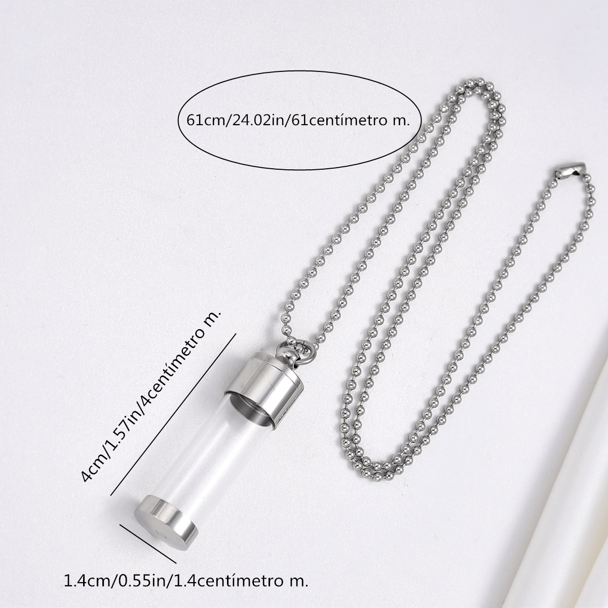Stainless Steel Openable Urn Necklace for Ashes, Keepsake