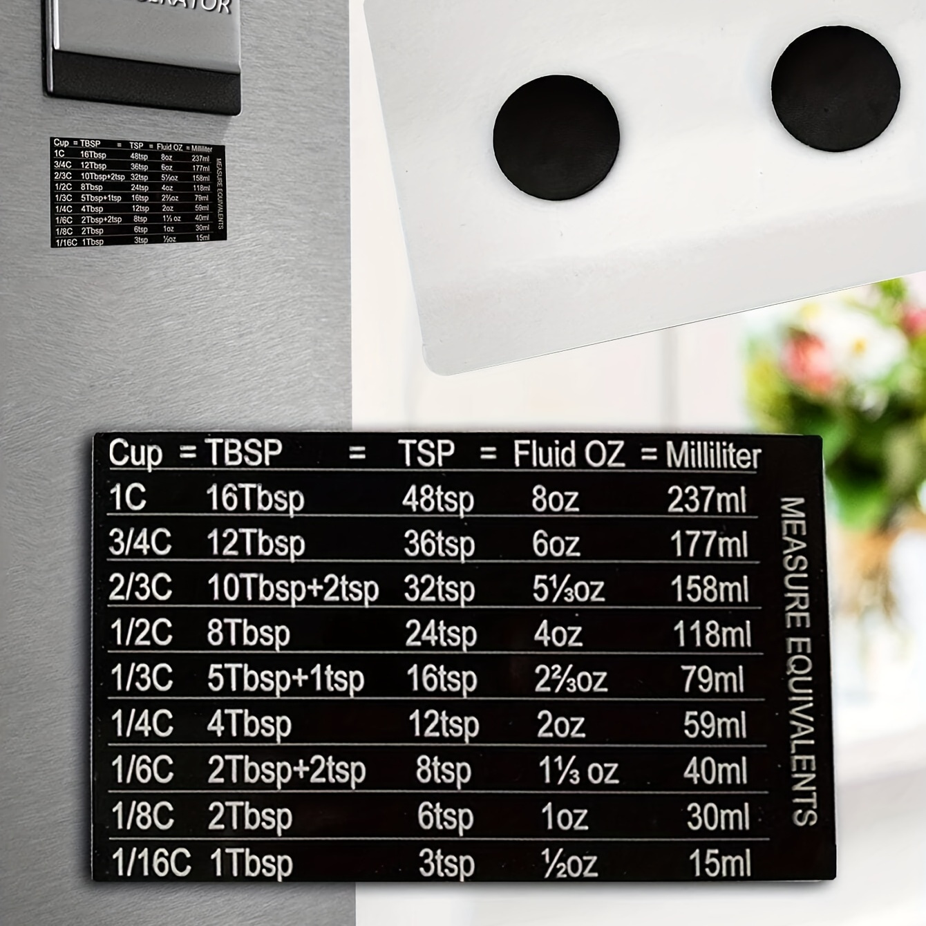 Stainless Steel Measurement Conversion Chart With Magnet - Temu