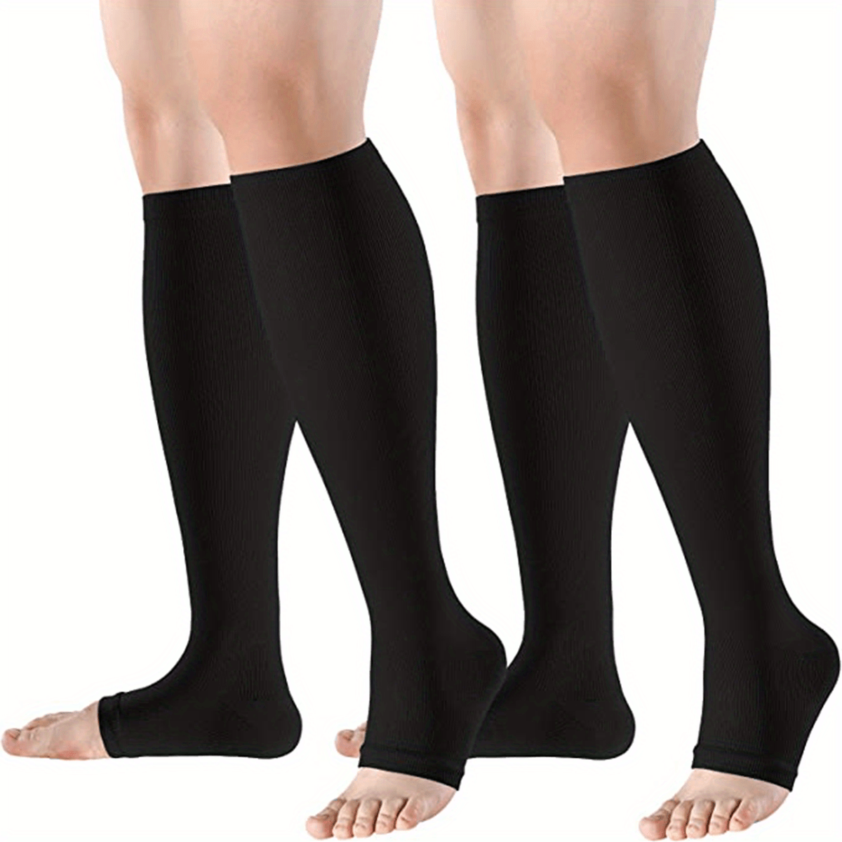 2 Pairs Zipper Open Toe Sports Compression Socks For Women Pregnancy & Men  Circulation Better Blood Flow Best For Adult Nurses Medical Athletic  Running Nurses Hiking Cycling