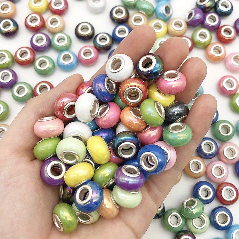 Pan Style Resin Colorful Large Hole Beads Jewelry Making Diy - Temu