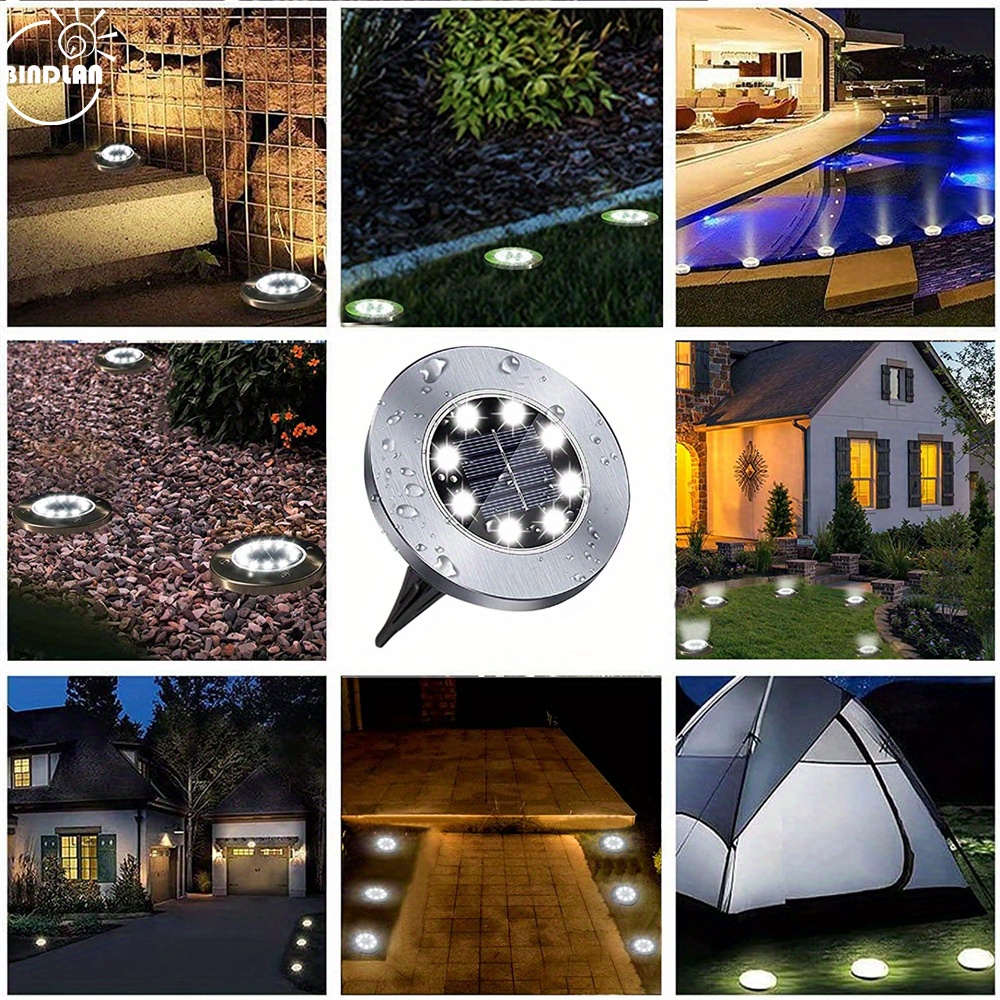 1pc solar outdoor ground 8leds lamp deck lights solar powered for landscape walkway lawn steps decks pathway yard stairs fences garden decorations details 3
