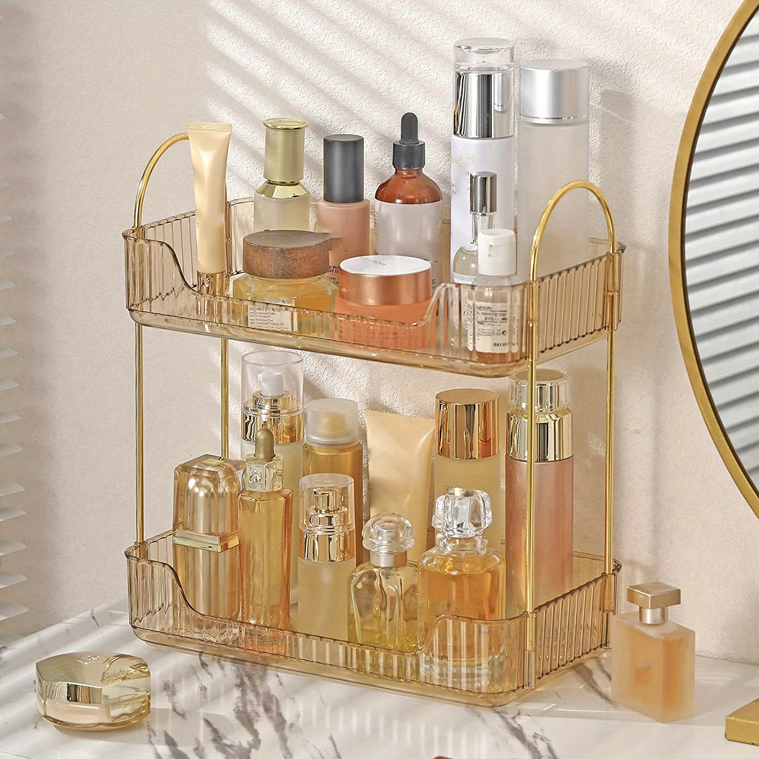 Bathroom Counter Makeup Organizer, Kitchen Bathroom Storage Rack for  Cosmetics, Coffee