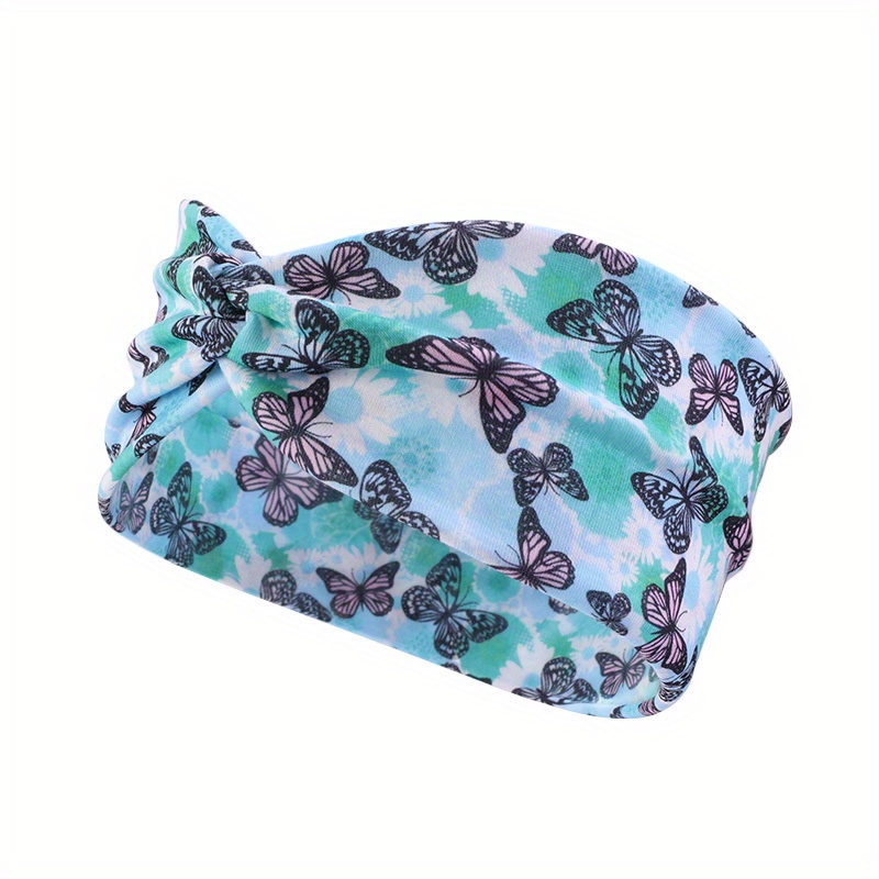 Boho Women Print Cross Knotted Headband Elastic Head Wrap Bandana
