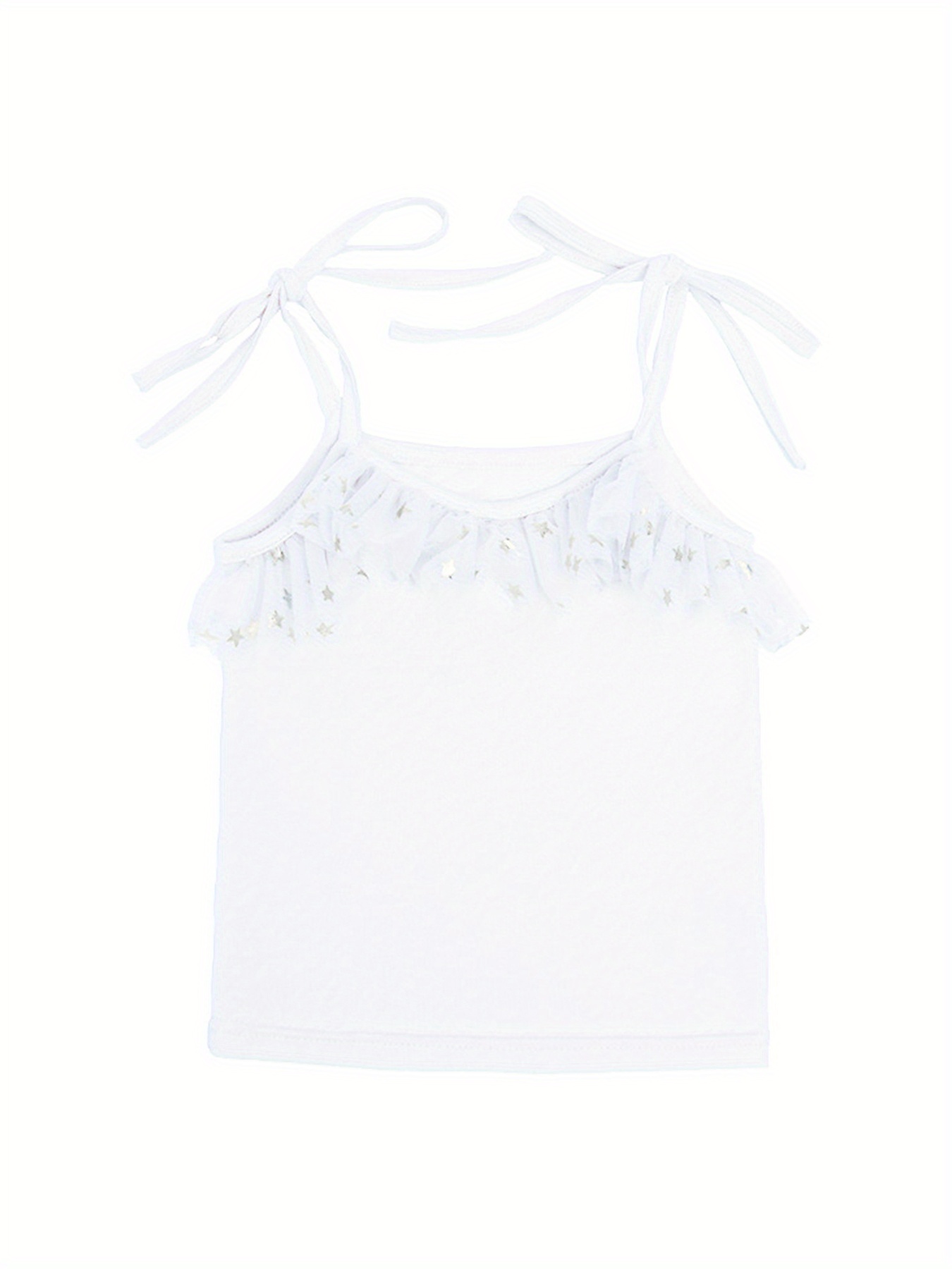 girls lace cami shirt top lace trimming sequin stars Temu New