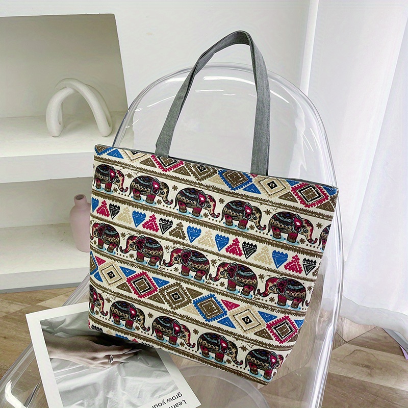 Retro Print Tote Large Bag, Large Capacity Classic Pvc Shoulder Bag,  Women's Simple Versatile Handbag & Purse - Temu