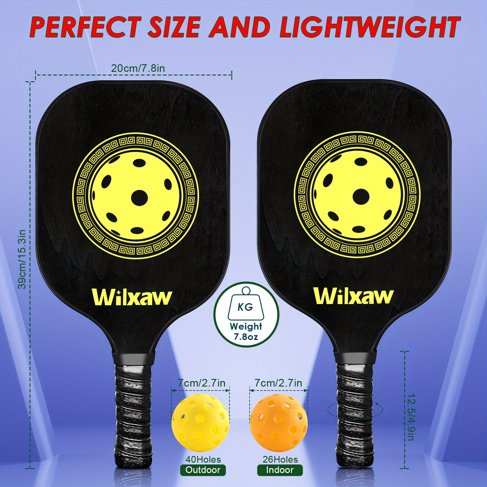 Pickleball Racket Set With 1 Pair Of Paddles 4 Pickleballs 2 Sweatbands