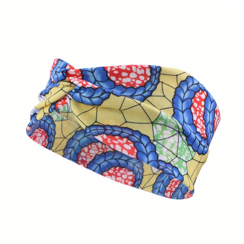 Boho Women Print Cross Knotted Headband Elastic Head Wrap Bandana