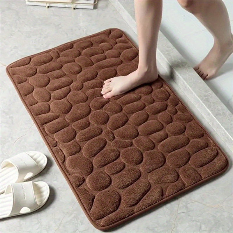 Cobblestone Embossed Bathroom Bath Mat Memory Foam Rapid - Temu Italy