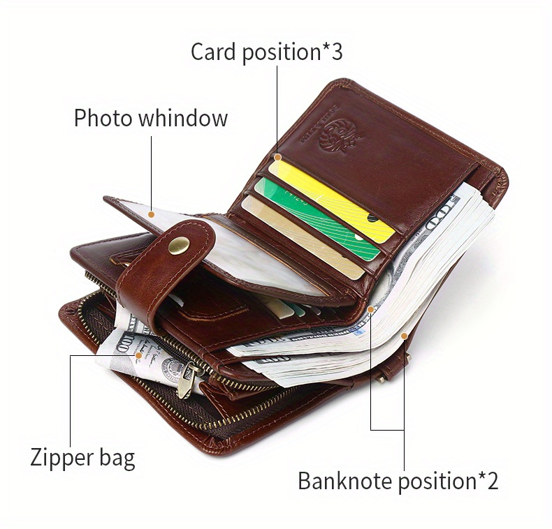 Rfid Anti Theft Brush New Mens Wallet Short Vertical Zipper Money