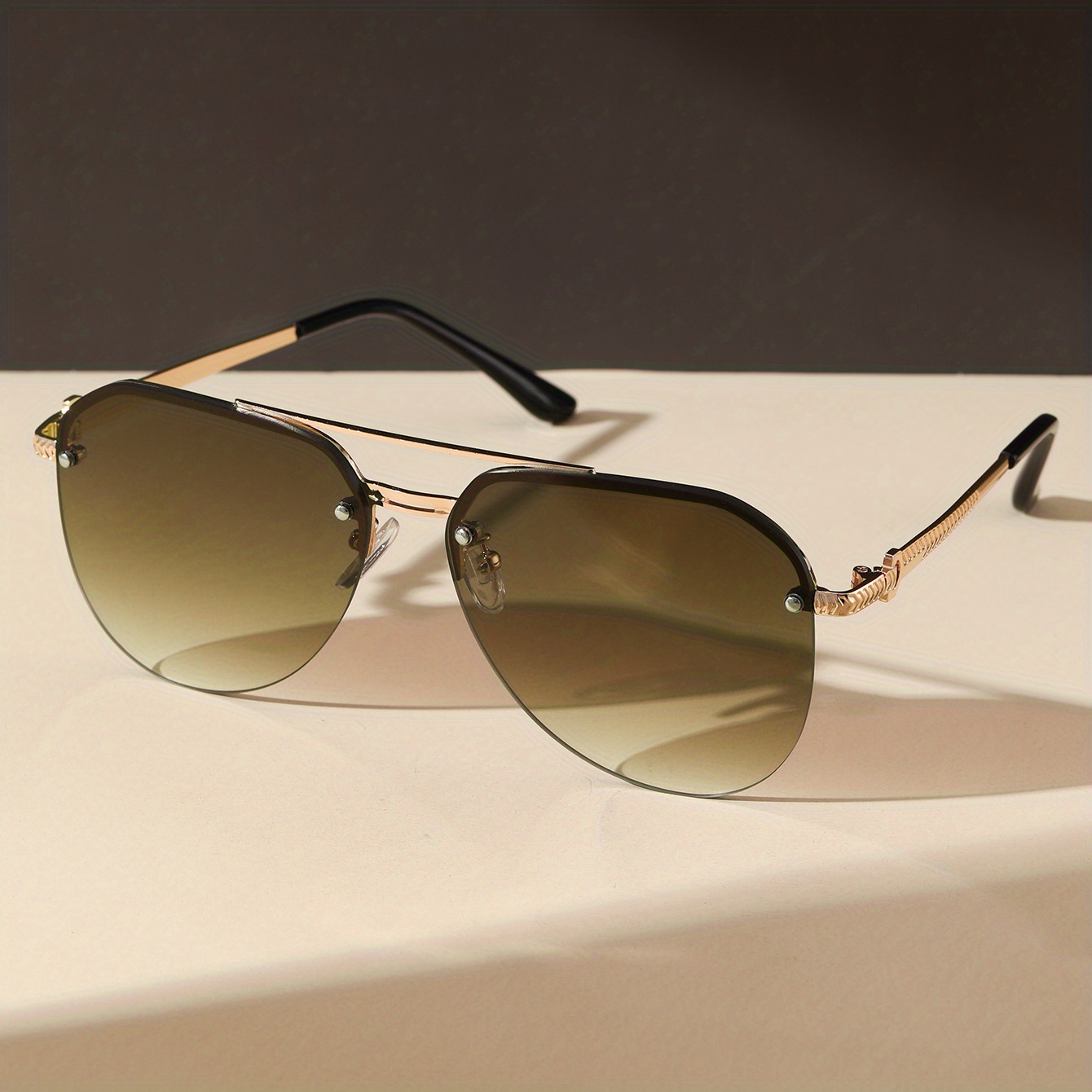 Top Bar Aviator Fashion Sunglasses For Women Men Gradient Rimless Metal  Shades For Beach Driving, Uv400 - Temu