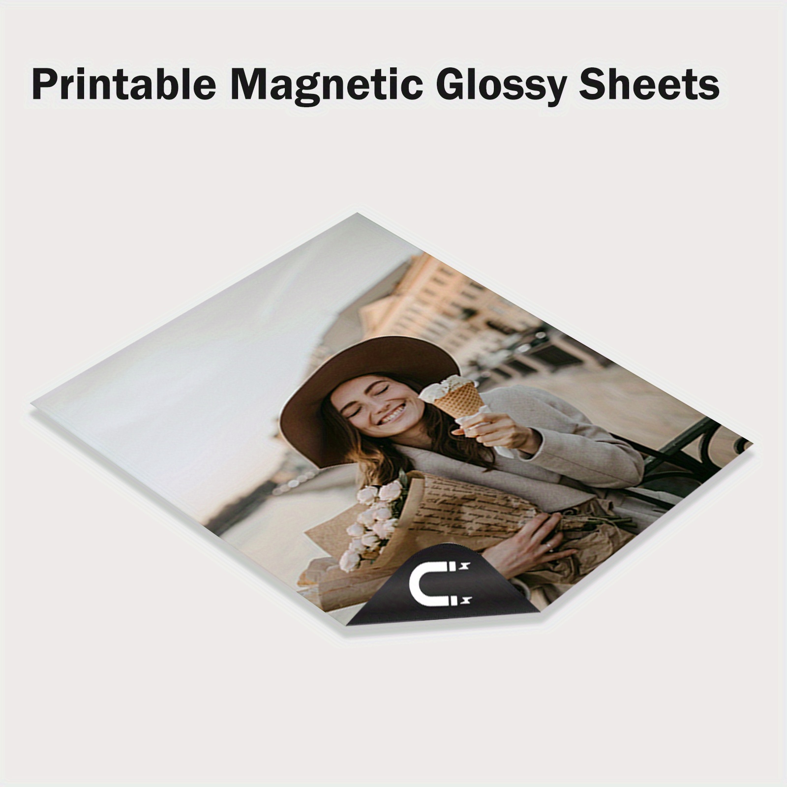 100 hojas de papel magnético imprimible por inyección de tinta brillante de  8.5 x 11 pulgadas