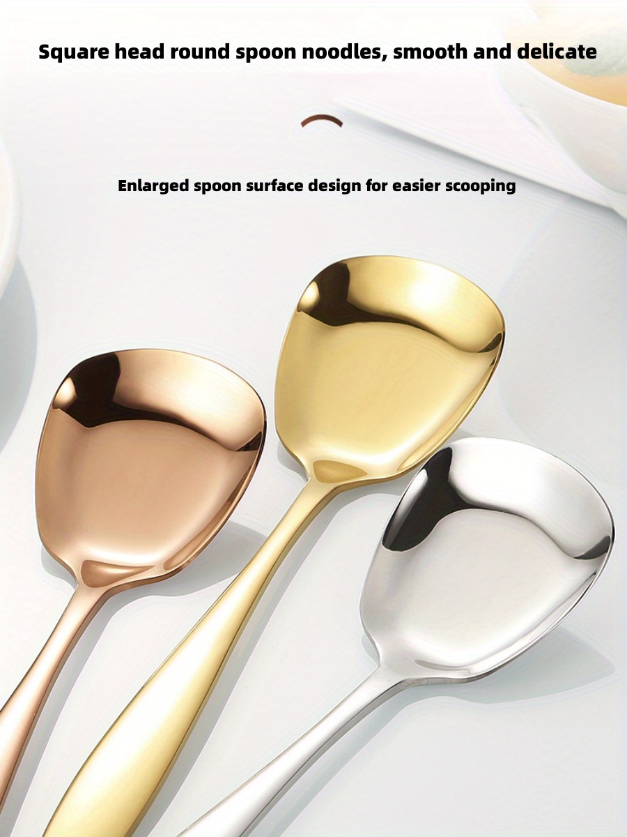 Clupup Square Head Stainless Steel Spoons, Rice& Soup Spoons