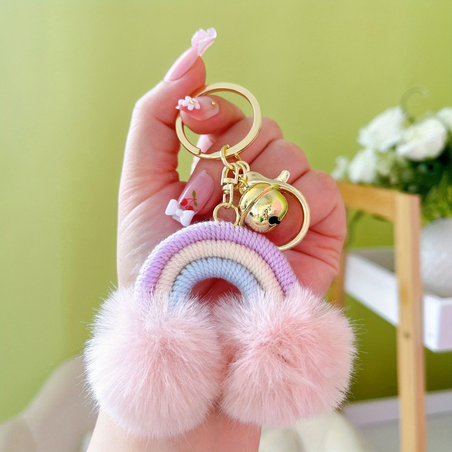 cute pom pom ball keychain with