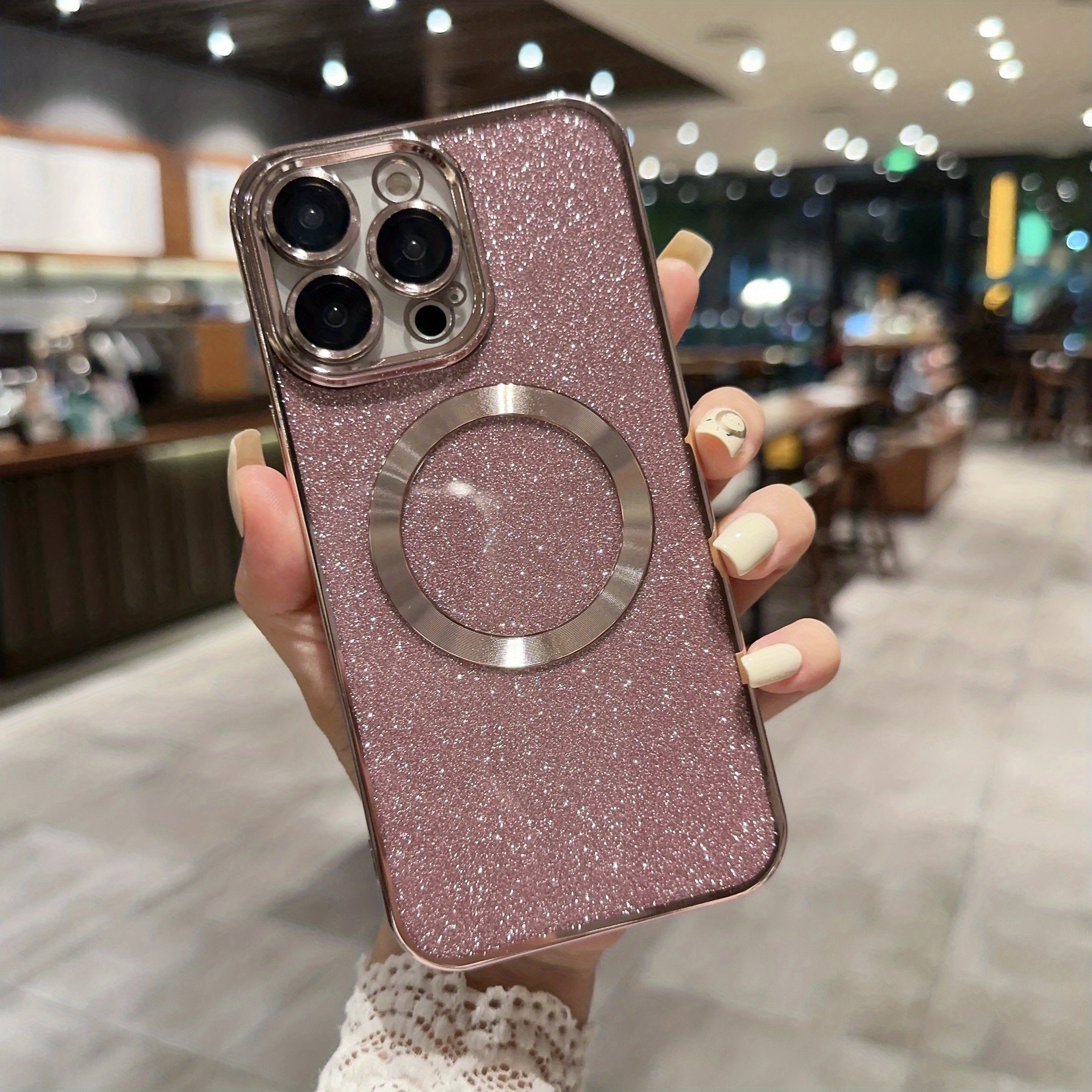 XYX Étui portefeuille pour iPhone X/iPhone Xs, paillettes rose nœud