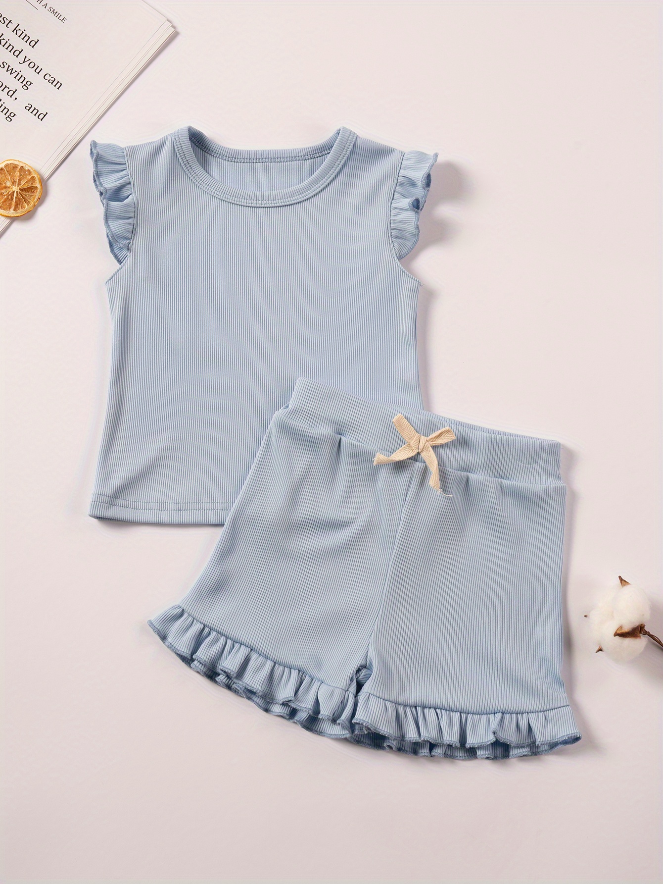 Toddler Baby Girls Summer Outfits Shorts Kids Ruffle T-Shirt Crop Tops and  Pants Clothes Set 