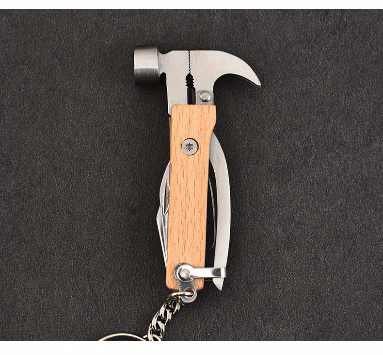 Black Wood Mini Hammer Multi-Tool Keychain - International Spy Museum Store
