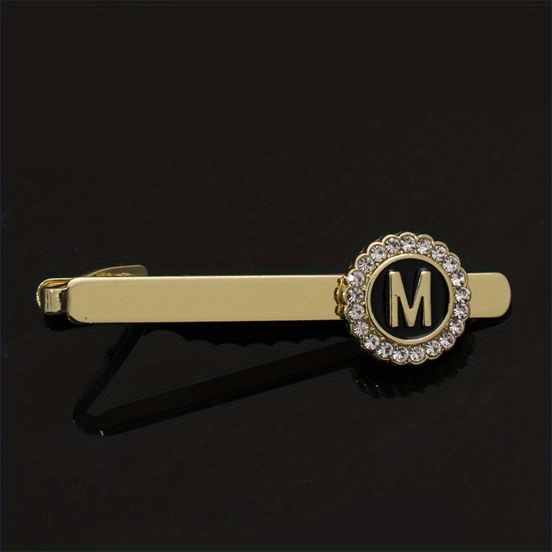 Men's Tie Clip Zirconia Initial Letter Lapel Clip Tie Clip Tie