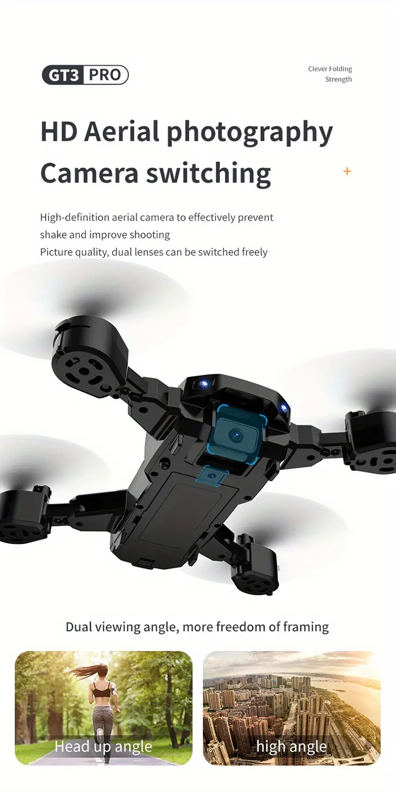 gt3 drone with dual camera 3 batteries optical flow location headless mode altitude hold mode foldable wifi fpv rc quadcopter helicopter toys gift for kids adults beginners details 3