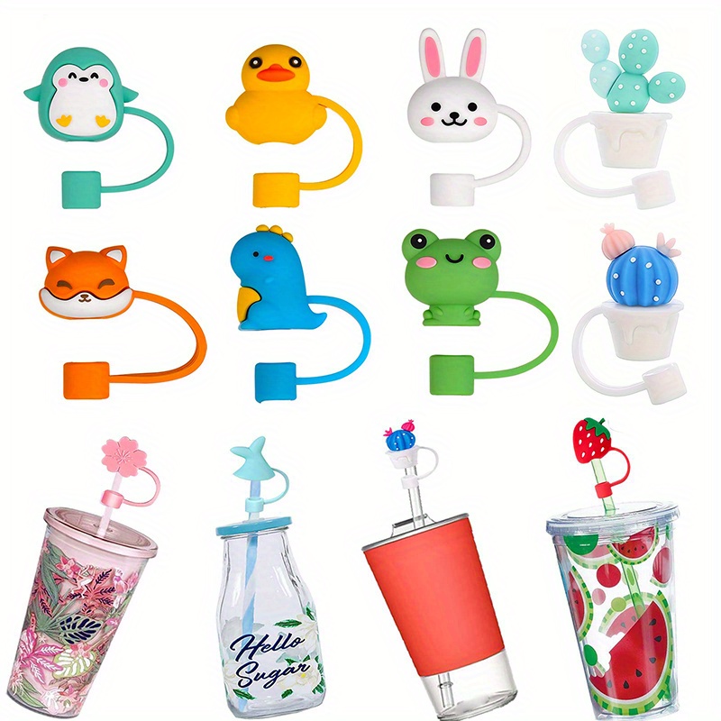 8pcs Animals Straw Tips Cover Reusable Cute Frog Straw Toppers Straw Cover  Plugs for Drinking Straws Party Straw Caps Decoration
