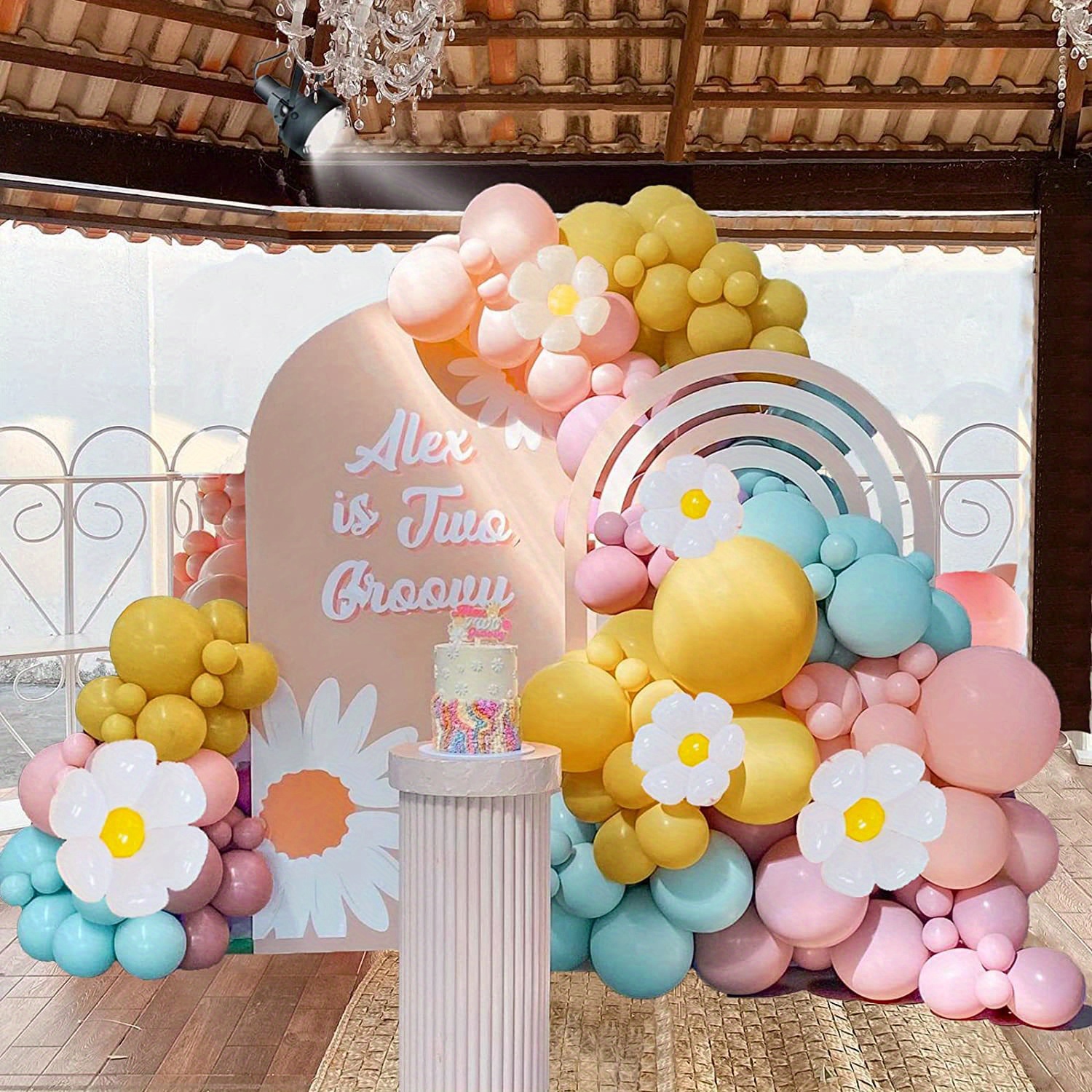 140pcs Daisy Balloon Garland Arch Kit Pastel Colorful Flower Theme ...