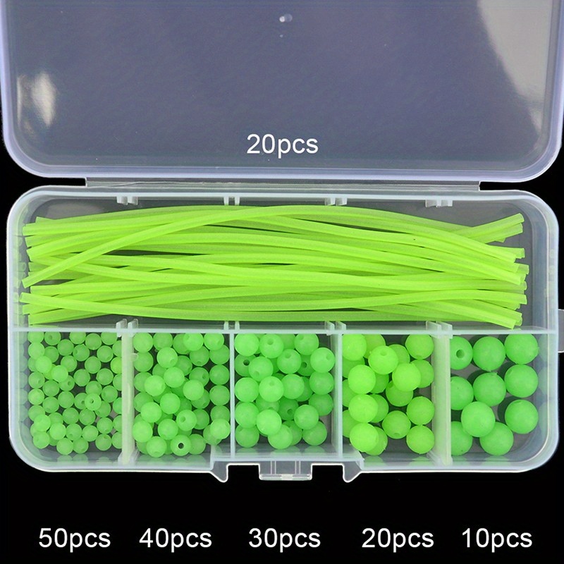 170pcs/set Glow-in-the-Dark Fishing Beads for Better Visibility and  Increased Catch Rates - Soft Rubber Fishing Rig Tube Sleeve Accessories for  Sea an