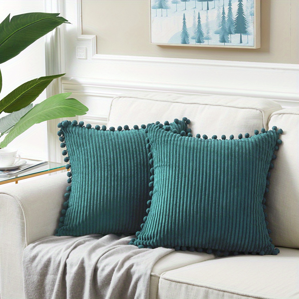 Soft Corduroy Striped Velvet Throw Pillows, 18x18 inches