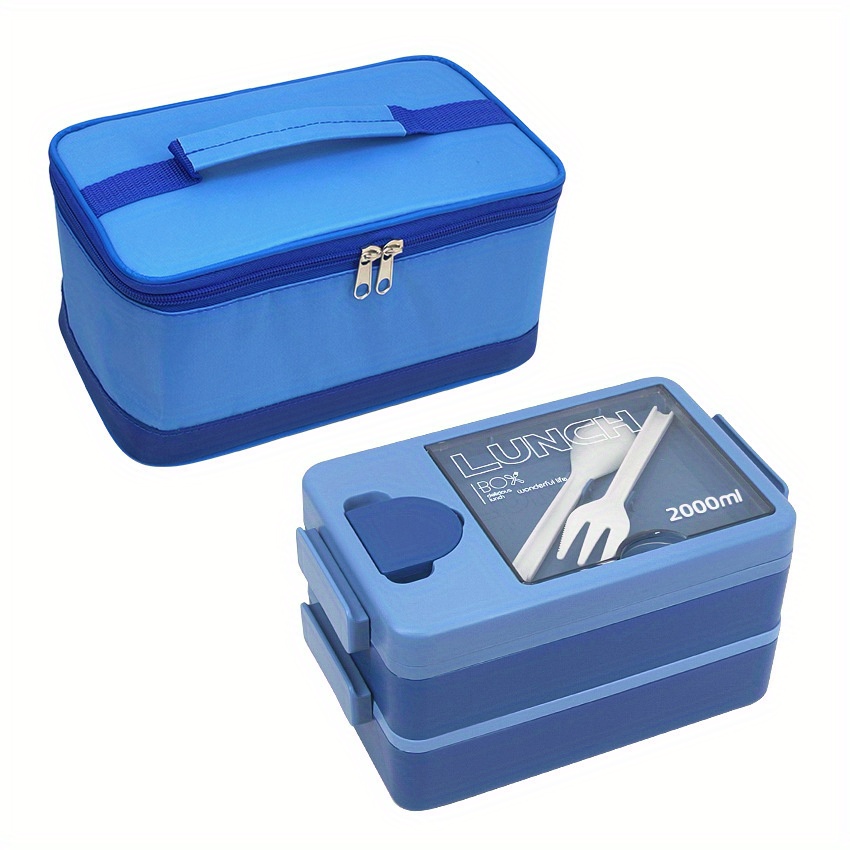 Bento Lunch Box Kit for Adult 2 Set, 4 Compartment 1.3L Leak Proof