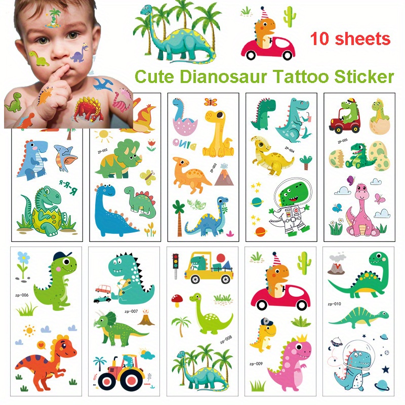 Cute Dinosaur Tattoo Stickers/waterproof Sweatproof Tattoo - Temu New ...