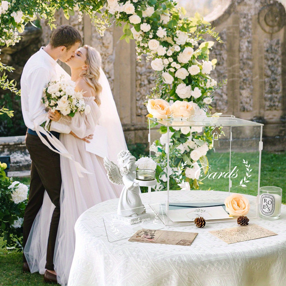 1 Caja Tarjetas Boda Recepción Bodas Cajas Transparentes - Temu