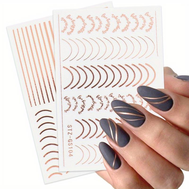 Silver Moon Nail Art Stickers – Silver Strip Wrap, 3D Self-Adhesive Star Design