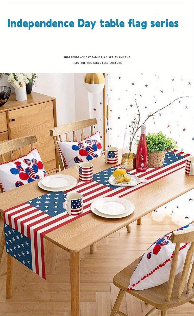 Independence Day Linen Table Runners, Linen Print, Living Room Table ...