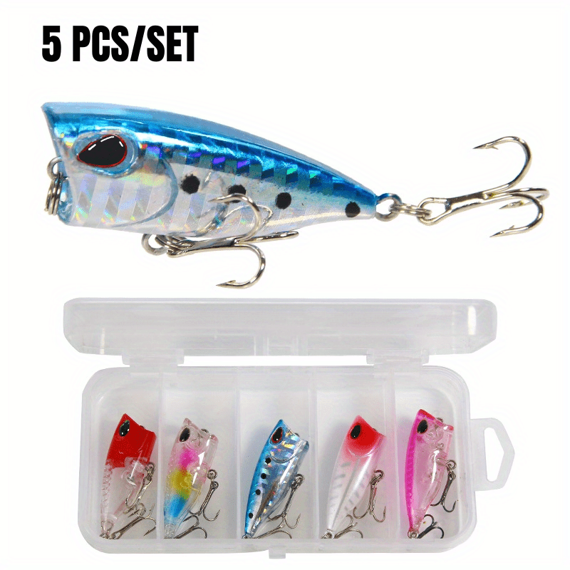 5pcs Realistic Fishing Baits Set Mini Popper Lures - Temu