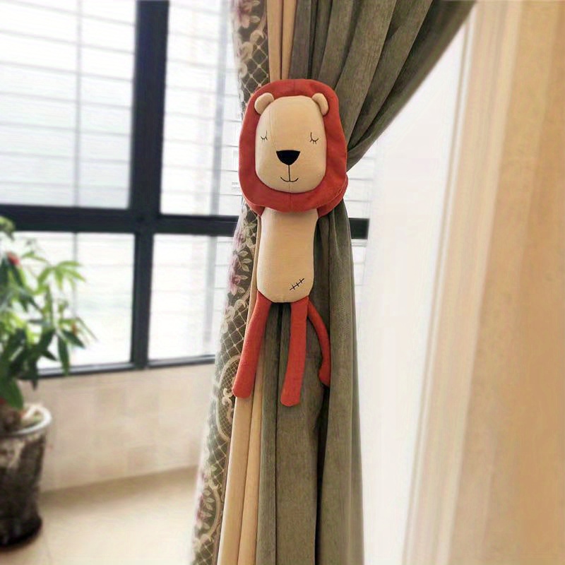 A Pair Plush Stuffed Cartoon Animal Curtain Tiebacks Buckle Tie