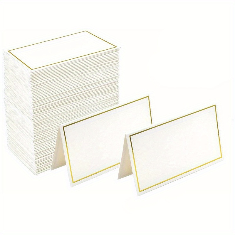 E-shop 50 Stück, Kleine Sitzkarten, Papierkarten Sitzkarten für Tischarrangement, Kleine Zeltkarten mit Goldfolienrand, Tischkarten, für Hochzeiten, ,