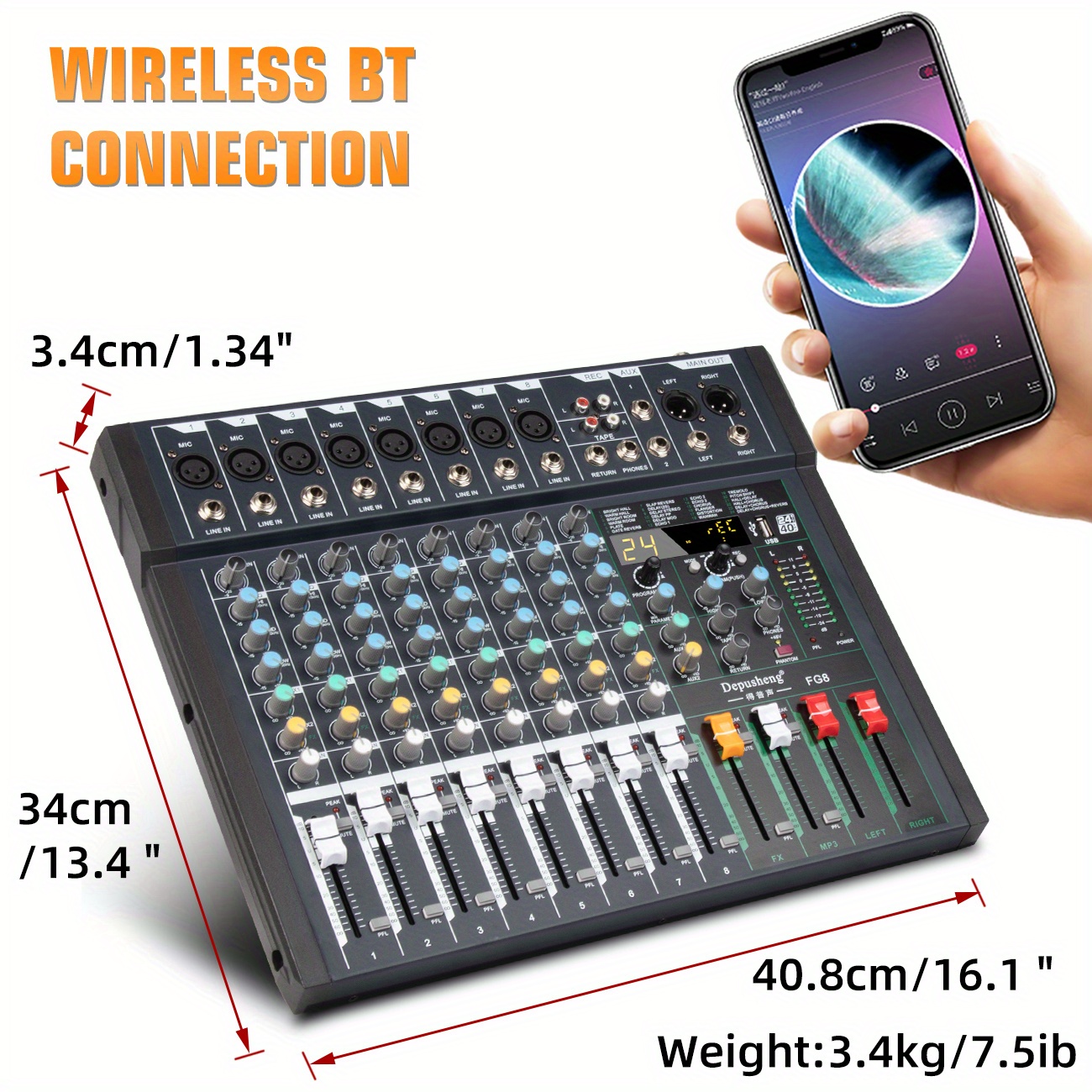 Depusheng Fg8 Mezclador Audio Profesional Consola Sonido - Temu