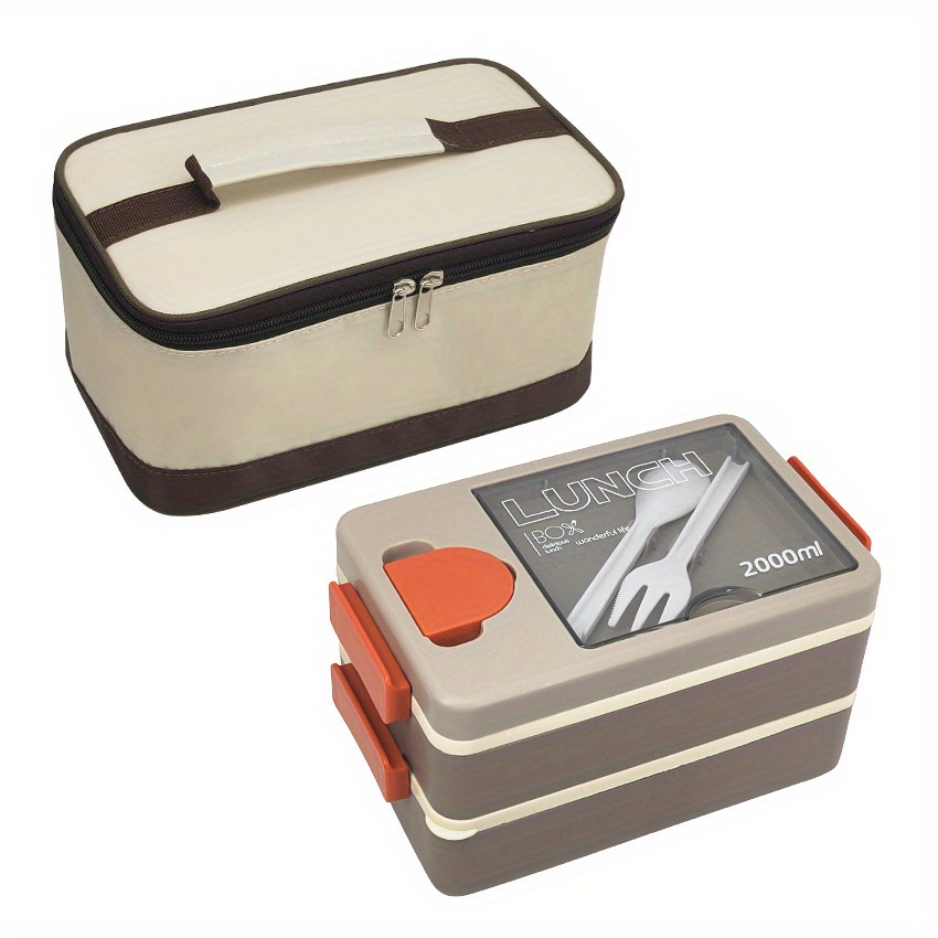 Bento Lunch Box Kit for Adult 2 Set, 4 Compartment 1.3L Leak Proof