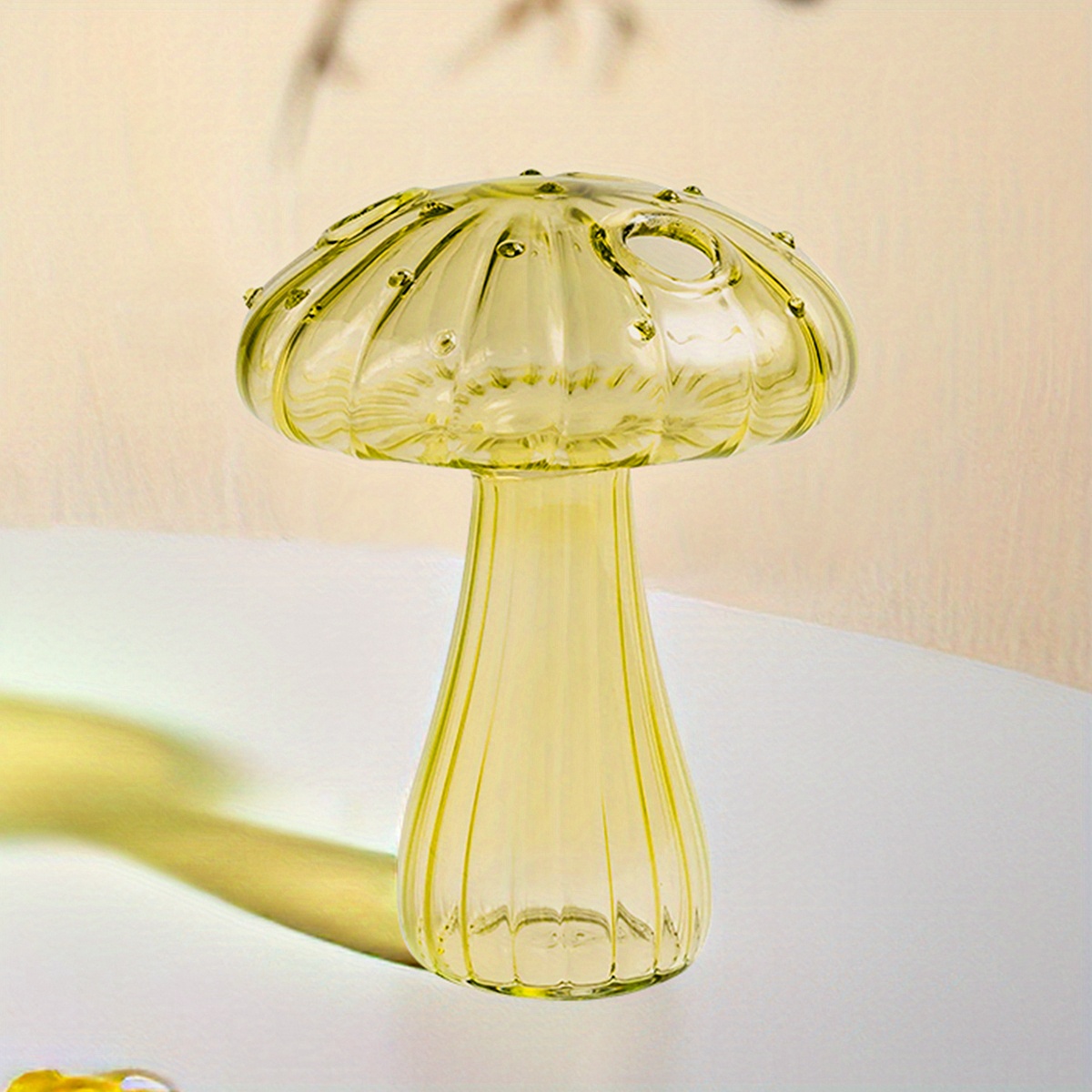 Handmade Mushroom Flower Vase Glass Particle Flat Mushroom Temu