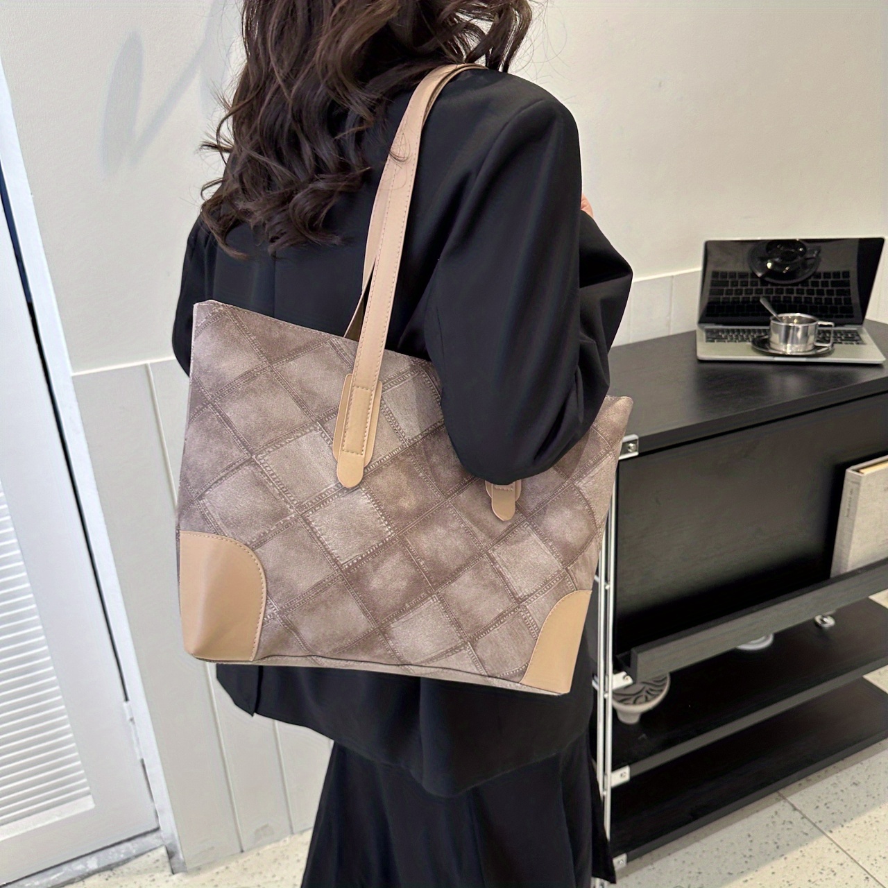 LOUIS VUITTON Flandrin Monogram Canvas Tote Shoulder Bag Brown