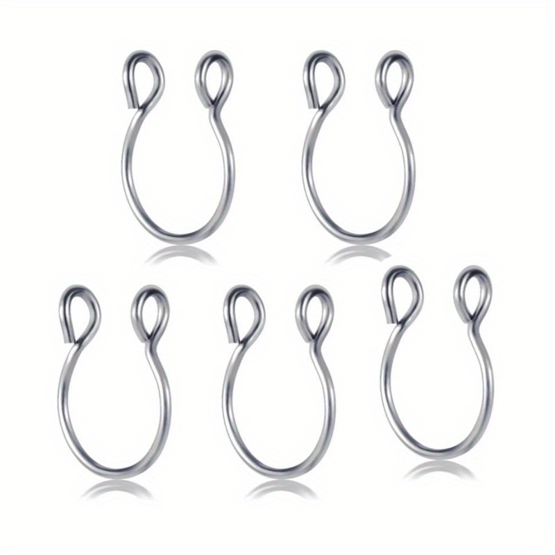 5pcs Stainless Steel Nose Ring Nose Clip Set Fake Piercing Hoop Nose Ring Set For Women