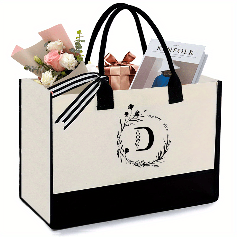 Iniziale Tote Bag in tela con tasca con cerniera 13OZ Ricamo Monogrammed  Regali di compleanno personalizzati per donne e uomini con lettera D - Temu  Italy