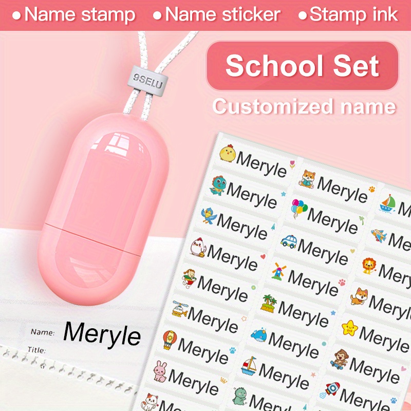 School Set Stamp Stickers customized Personal Name Temu United