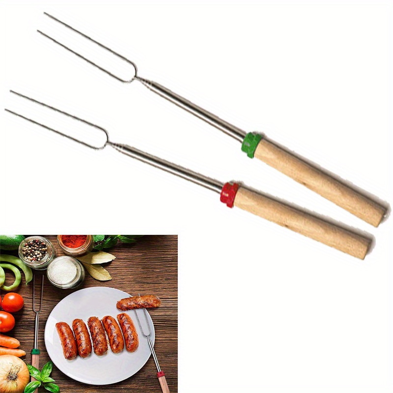 6 pièces bâtonnets de rôtissage de guimauve brochettes de Hot Dog  télescopiques en acier inoxydable fourchettes de Barbecue sûres pour  enfants pour feu de camp, feu de joie et gril 