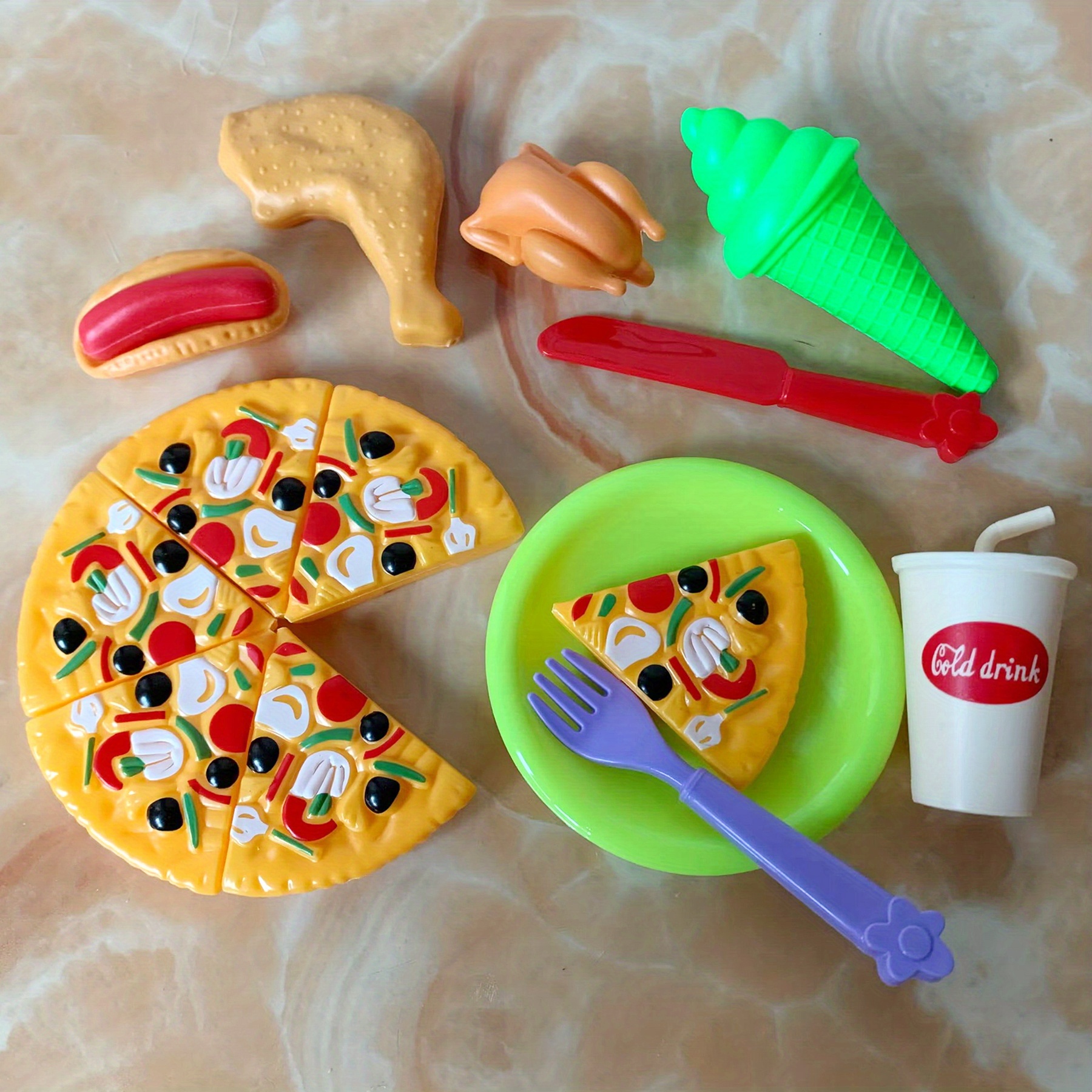 Realistic Pizza Toys For Kids, Toy Food Game Set, Kitchen Food Set,  Educational Game Kitchen Accessories, Girls And Boys Birthday, Christmas  Gift - Temu