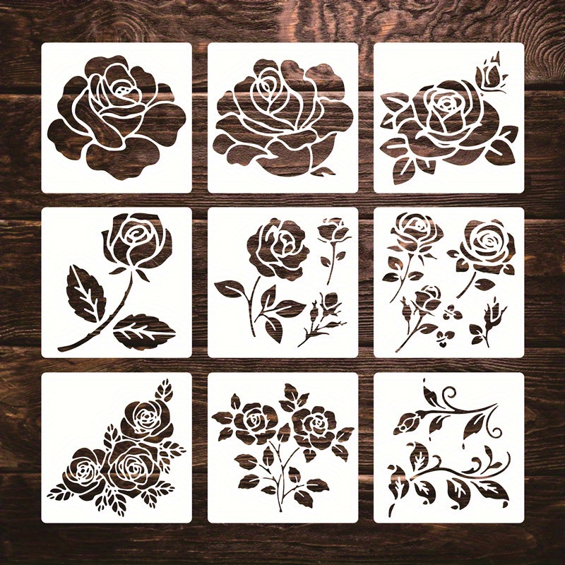 Rose Flower Stencils Reusable Rose Stencils For Painting On - Temu